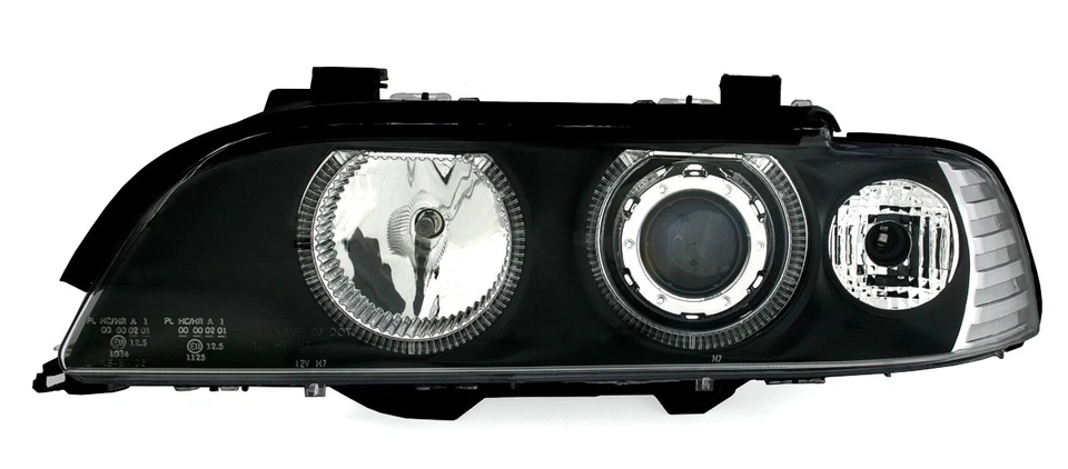 Angel Eyes Scheinwerfer Set in Schwarz Klarglas für 5er BMW E39 9/95-8/00 H7 - Bild 2 von 3