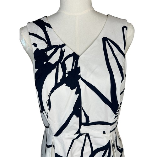 Ellen Tracy Dress White Floral Cotton Sleeveless Knee Length Casual Size 10 - Picture 7 of 10