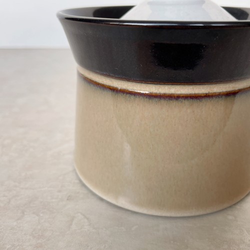 Vintage Denby Stoneware Country Cuisine Dk Brown Tan Sugar Bowl & Lid 1980s - Picture 5 of 9