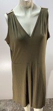 Michael Michael Kors Olive Green Sleeveless V-Neck Dress Gold Hardware Size 12