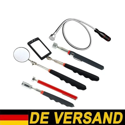 6X Magnet Teleskop Inspektionsspiegel Werkzeug LED Spiegel Taschenlampe Set