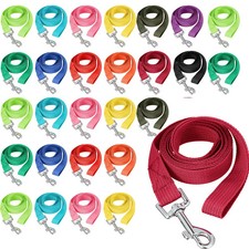 24 Pack Nylon Dog Training Leash Bulk 5 ft Dog Leash for Small and Medium Dogs