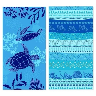 Airensky Lightweight Camping Towel Blue Fish Turtle Ocean Pattern