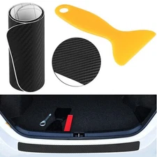 Car Rear Bumper Guard Protector Cover Trim Sill Plate Trunk Rubber Pad Kit Black