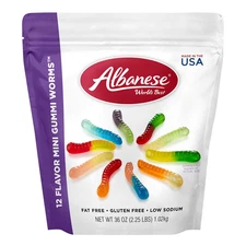 World'S Best 12 Flavor Mini Gummi Worms, 36Oz Bag of Candy, Soft & Chewy Candy S