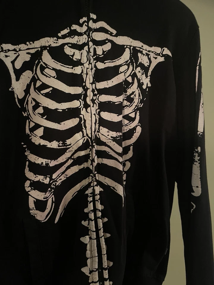 xxxRUDE Hot Topic Skelton полный молнии толстовка с капюшоном - Изображение 3 из 4