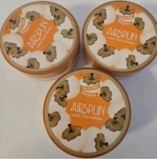 3 X Coty Airspun Loose Face Powder, 1.2 oz Each Translucent  Coverage Talc Free