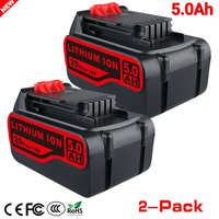2X Aeboren 5,0Ah Akku Lithium FüR Black & Decker 18V BL2018 BL3018 LBXR20-OPE