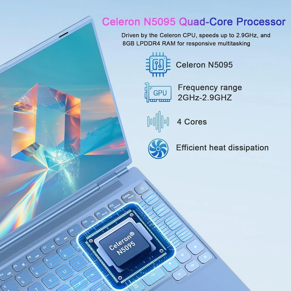 HUQPPQ 14 Inch Laptop Celeron N5095 Processor (Up to 2.9GHz), 8GB RAM 256GB SSD - Image 2 of 4