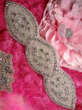 Triple Eye Silver Beaded Crystal Rhinestone Applique Sewing  Craft JB28