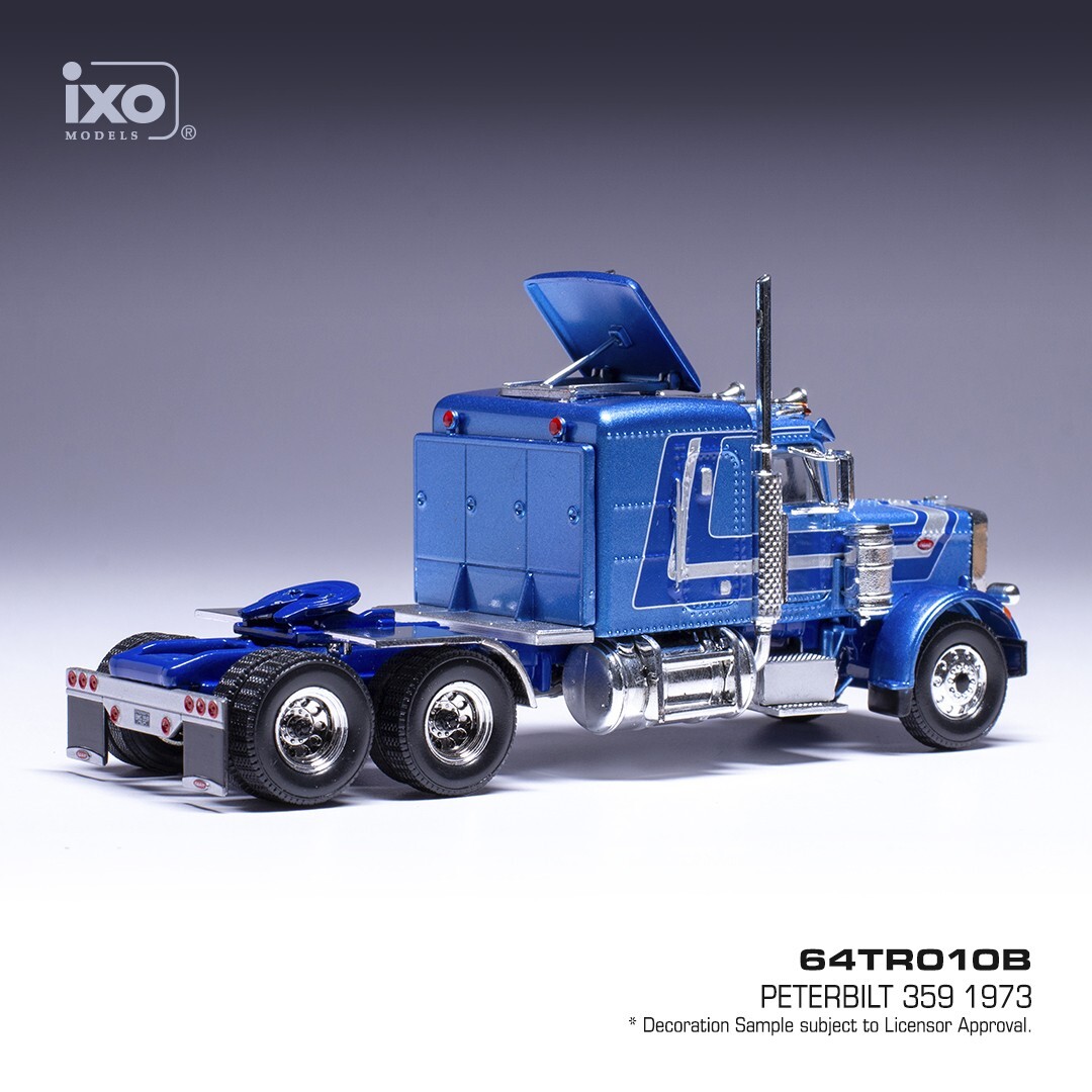 IXO 1/64 1973 Peterbilt 359 Sleeper Blue 70s Semi Truck 64TR010B w