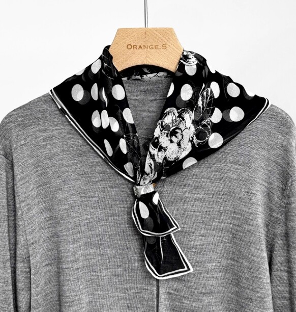 Spring Boutique 100% Mulberry Silk Georgette Camellia Print Scarf 20 Inches