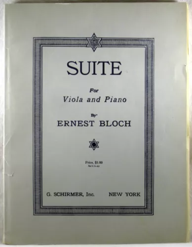 MUSICAL SCORE Bloch SUITE FOR VIOLA & PIANO (2 parts) Schirmer #43370