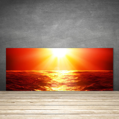 Crédence De Cuisine En Verre Décorative 125x50 Cm - Motif Paysage Mer Plage Soleil, Style Moderne, Neuve