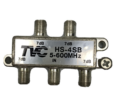 TVC HS-4SB 5-600 MHz CATV Coaxial Cable TV Antenna Signal 4-Way Splitter