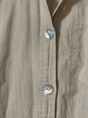 H&M Beige Linen Cotton Blend Shirt Dress Mother of Pearl Buttons Small S |  eBay