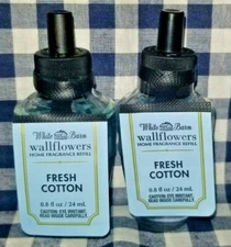 NEW 2-Pack Fresh Cotton BLUE Wallflower Refill Bulb 0.8 oz Bath & Body Works