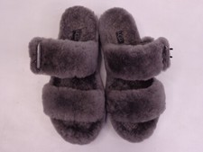 UGG FUZZ YEAH SHEEPSKIN SANDAL SLIPPER ADJUSTABLE GRAY SZ 8 1104662