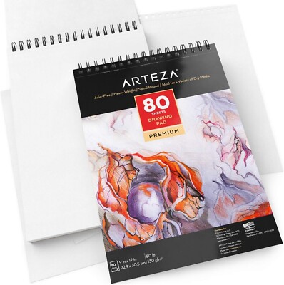 Künstler Zeichenblock spiralgebunden Skizze 130 GSM Papier 20,3 x 25,4 cm 80 Seiten
