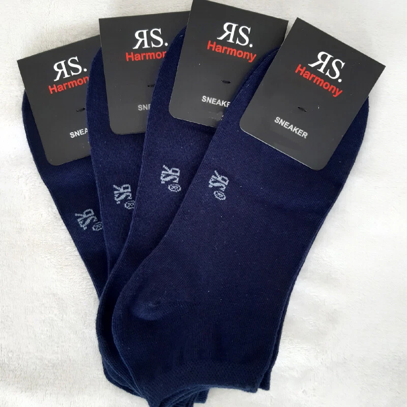 Calze Lunghe Blu Scuro Navy A Costa In Cotone Filo Scozia Per Uomo - Foto 6