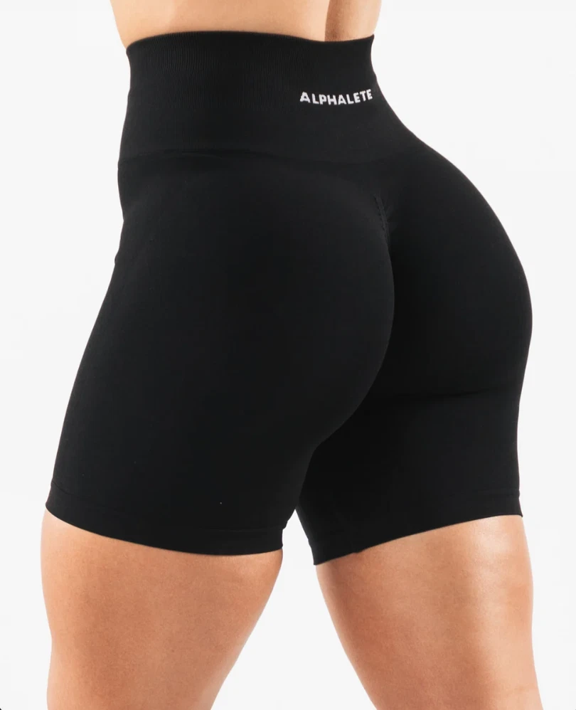 NWT Alphalete Womens Amplify Biker Shorts 7.5 Black Small Activewear Gym  Scrunch