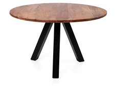 Akazientisch Runder Tisch Massivholztisch ZANTA Akazie Metall Ø140 Platte 2.5 cm