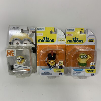 Minions Despicable Me Action Figures (3) Au Naturel Backup Singer Vive Le Minion