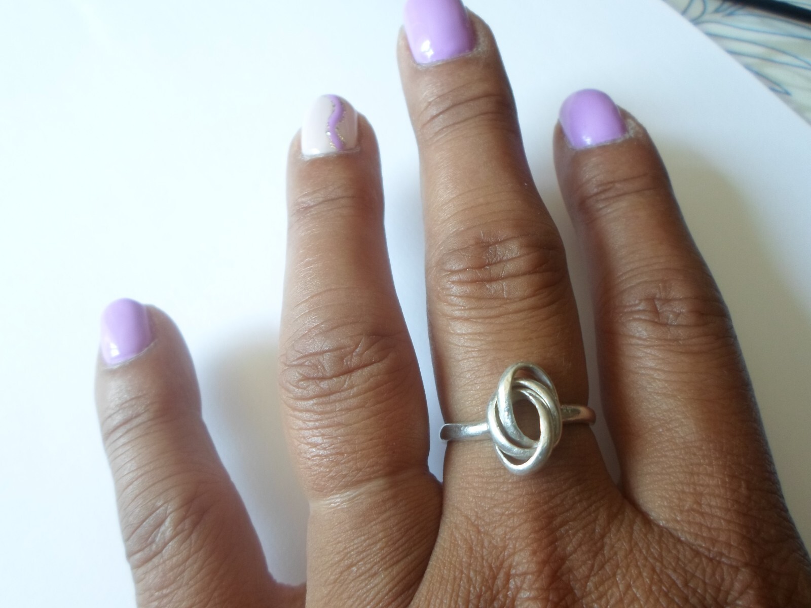 solid silver ring, interlaced openwork ovals, siz… - image 4