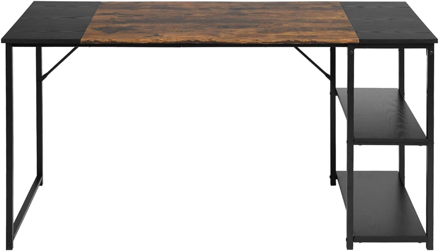 Rustic 47.2 Inch Computer Laptop Shelf for Students - Space Saving Storage
