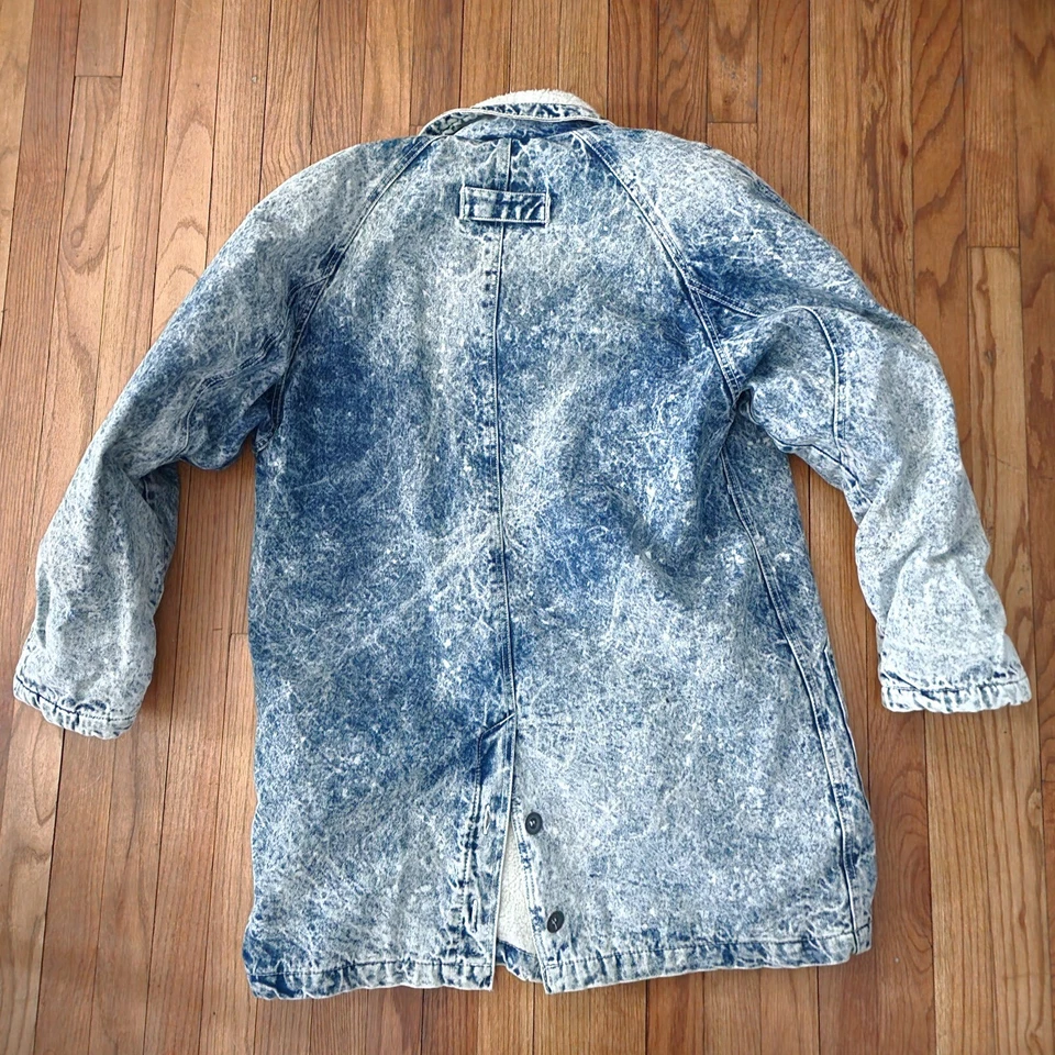 Chaqueta Sherpa de mezclilla lavada con ácido azul Giacca de J Gallery vintage años 90 para mujer M Foto 2 de 4