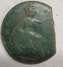 Old Coin 1920 Halfpenny Miss hit British