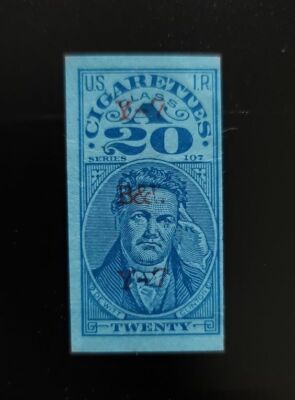 cigarette class a stamp U.S. Internal Revenue Class A Cigarettes (20) Twenty DeWitt Clinton Series  107