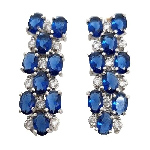 Zafiro de belleza Enchape de oro blanco Pendientes de Moda