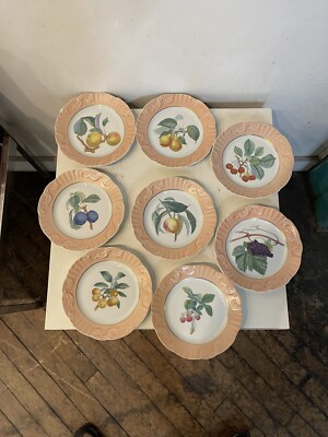 Complete Set of 8 Mottahedeh Vista Allegre Summer Fruit Dessert or Salad Plates