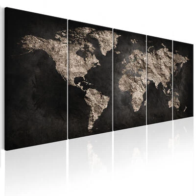 Weltkarte Landkarten Beton VLIES LEINWAND DEKO BILDER WANDBILDER XXL WOHNZIMMER - Bild 1 von 3