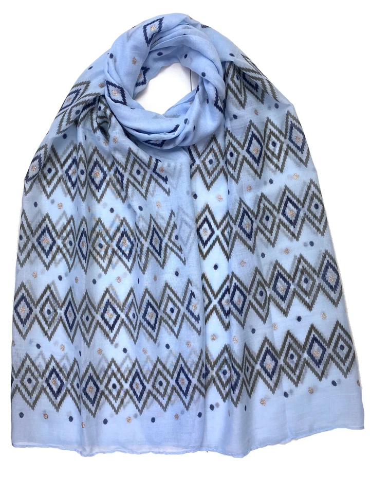C&L Geometrischer Zickzack Druck Folienschal leicht Damen hübsches Tuch Halstuch Pashmina
