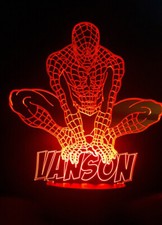 Personalised Spiderman 3D Illusion LED Colour Changing Bedside Lamp with remote