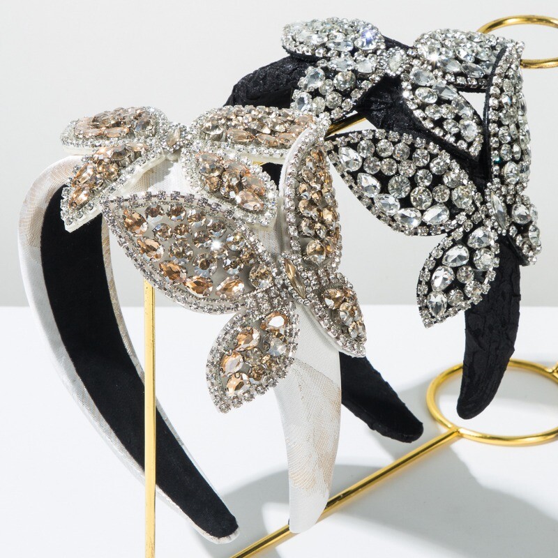 1x Crystal Butterfly Hair Hoop Wide Sponge Headband Party  display picture 2