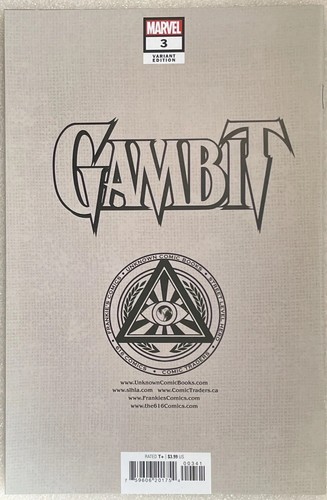 Copertina Gambit #3 Virgin Variant firmata da Scott Williams fumetti sconosciuti con certificato di autenticità quasi nuova - Foto 21 di 21