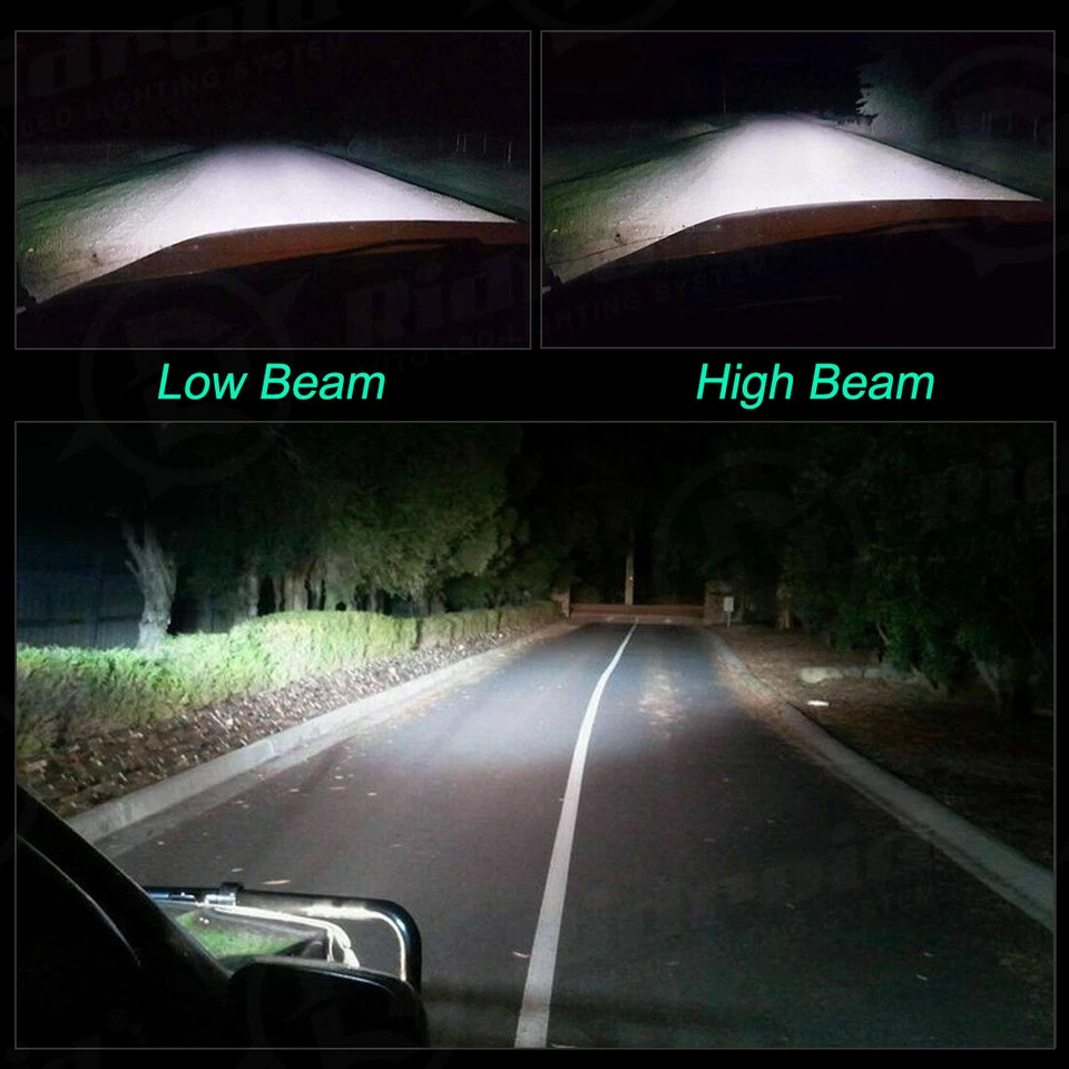 7X6 Stock Style Glass Lens Headlight Metal Headlamp H4 LED Headlight Bulbs Pair - Image 2 of 4