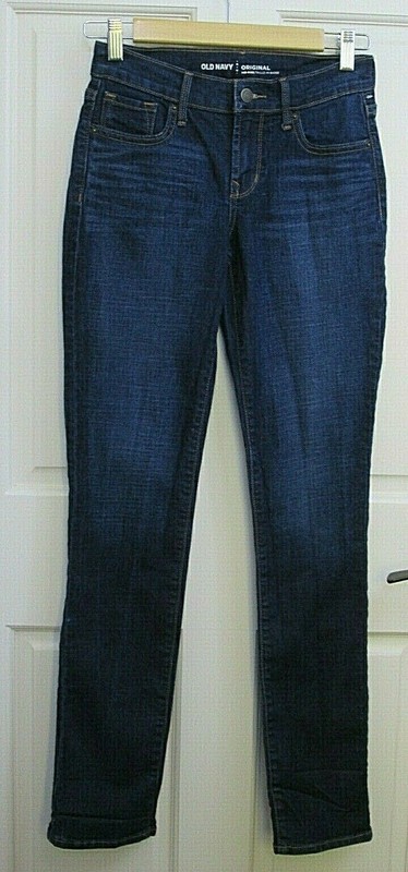 Old Navy Skinny Jeans Womens Size 00 26x31 Distressed Stretch Dark 101-24552