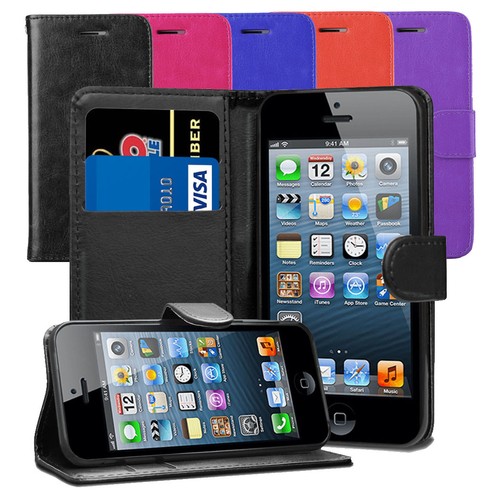 Funda Tipo Cartera de Cuero Magnético Para IPHONE Se 5S + Protector Pantalla eBay