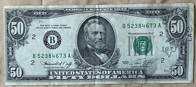 孝*治様 1974年発行 50米ドル旧紙幣 ユリシーズ・S・グラント 興味深いエラーの1974年のドル紙幣を見つけました : r/CURRENCY
