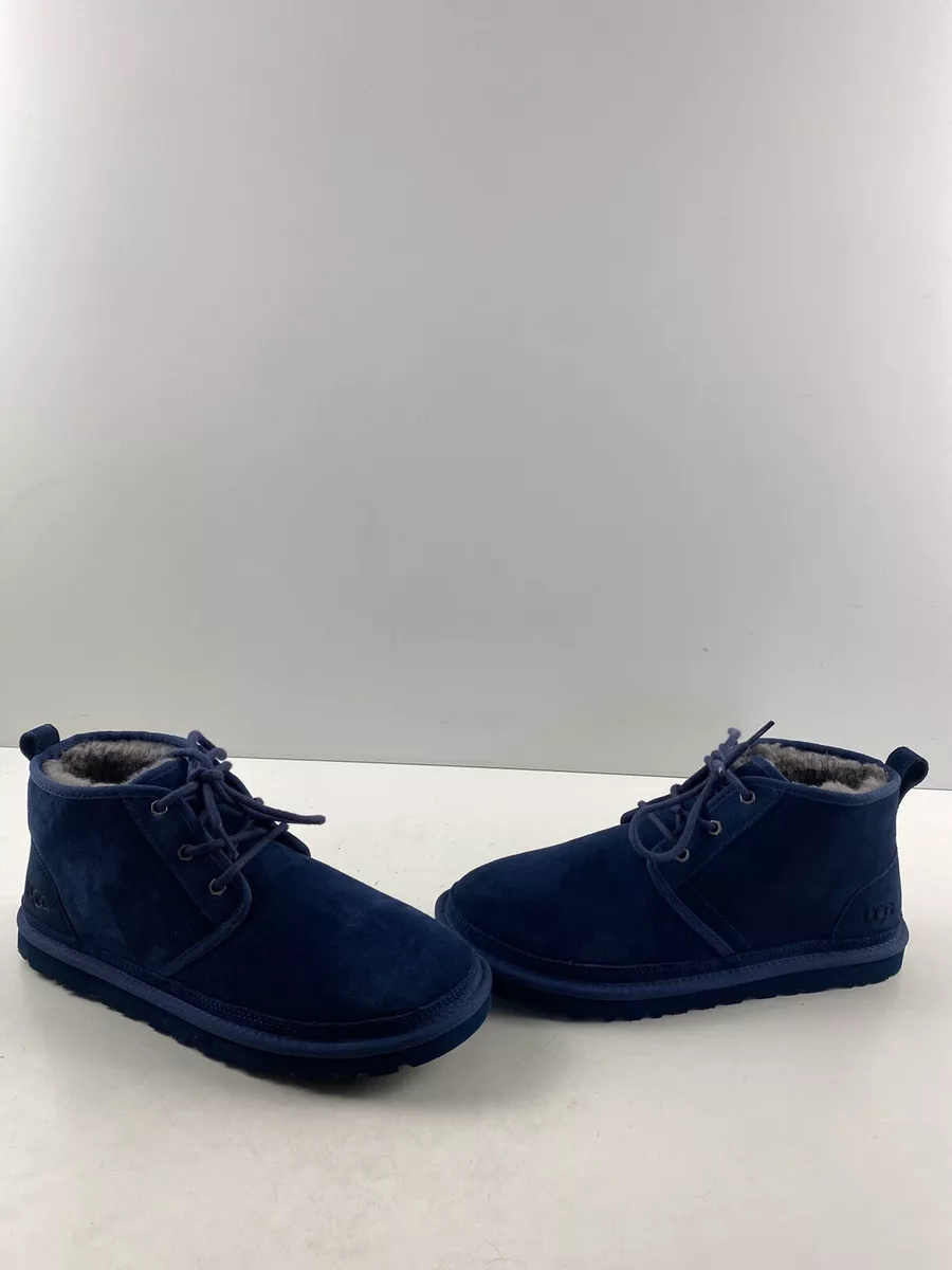 UGG Neumel Navy Blue Suede Lace Up Sheepskin Lined Ankle Boots Men s Size 11