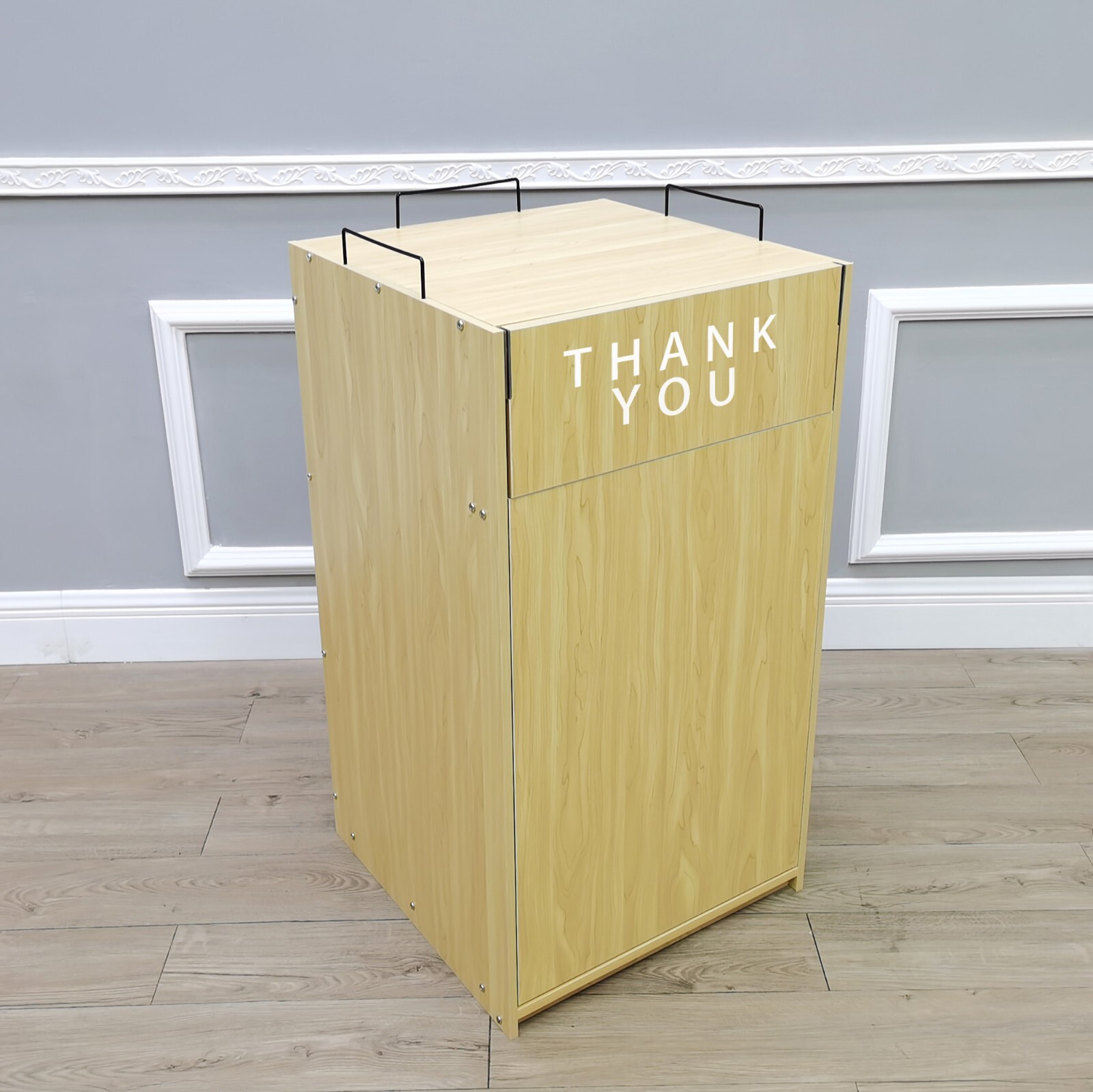 20X20X39" Maple Wood MDF Restaurant Fast Food Trash Bin Receptacle Enclosure