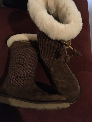 Ugg Australia suburbio Tejido de punto para mujer Botas altas de gamuza  Marrón Talla 7 | eBay