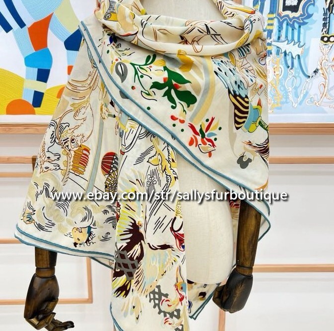 2025 Sally Double Face Cashmere Silk Stole with Animal Print 53 Inch Shawl