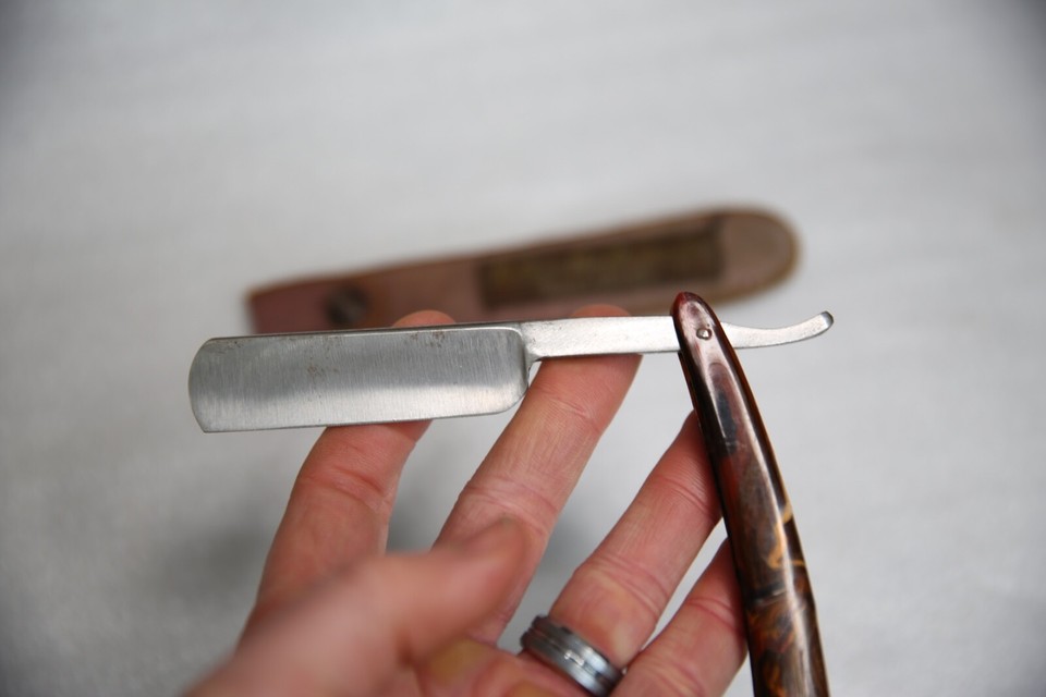 Barber Pouch Razor Vintage Robeson Shuredge Straight Razor Shaver Barber Tool w/ Pouch ...