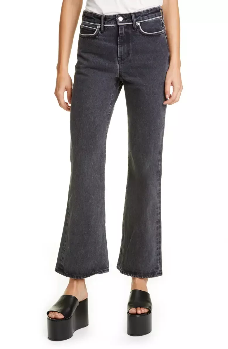 NWT Simon Miller Women's High Rise Pipping Flare Black Jeans 28 $320 Sold out
