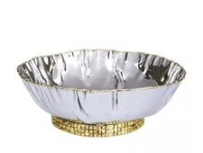 CLASSIC TOUCH 7.75" Stainless Steel Crumpled Bowl with Mosaic Base 🦋